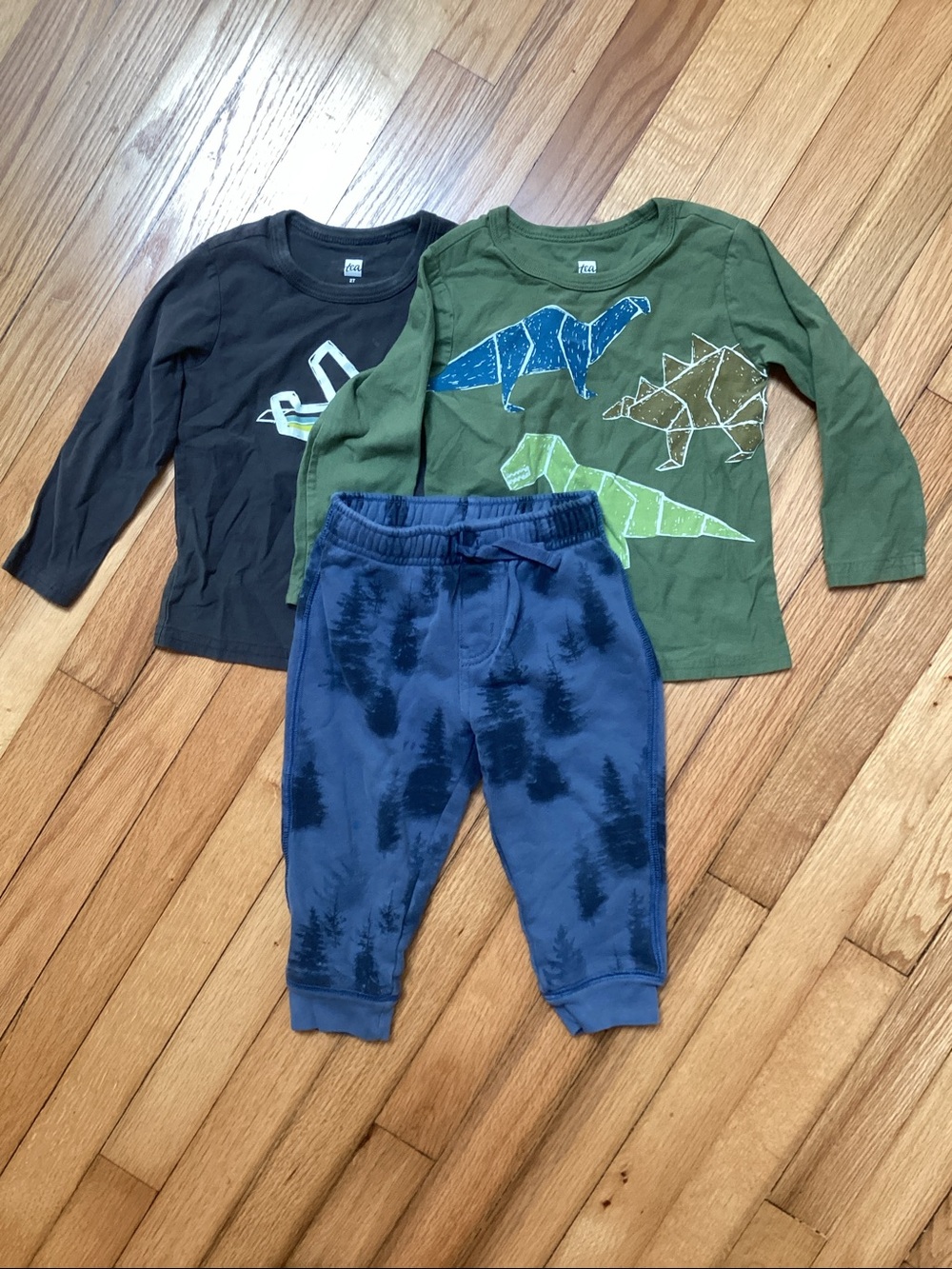Tea Collection Bundle long sleeve tees and joggers size 2